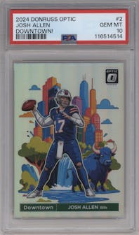 Josh Allen from the 2024 Donruss Optic set graded by PSA and given an overall grade of 10.