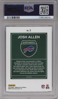 Josh Allen from the 2024 Donruss Optic set graded by PSA and given an overall grade of 10.