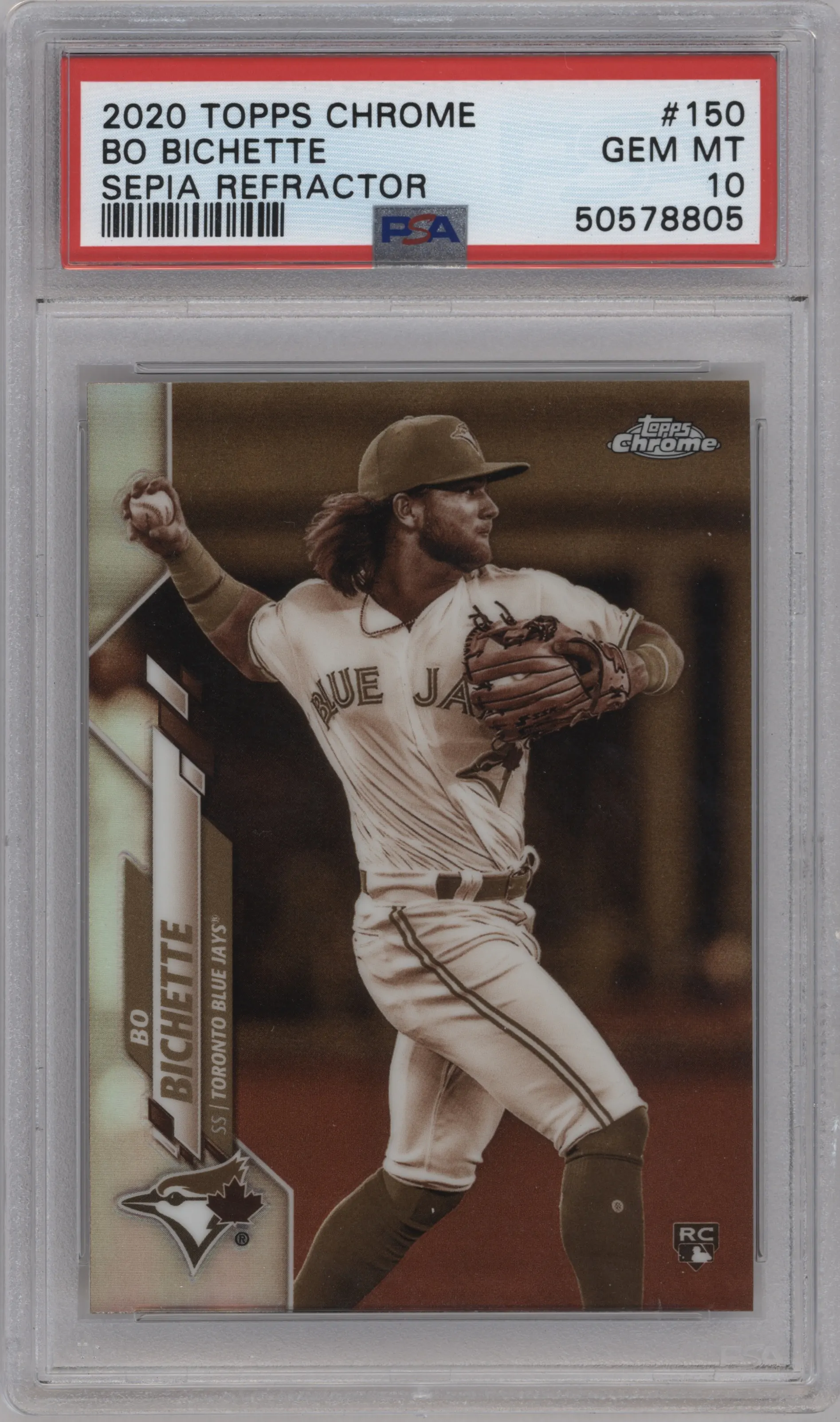 2020 Topps Chrome Bo Bichette Sepia Refractor PSA 10