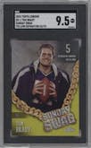 Tom Brady from the 2024 Topps Chrome set featuring a Yellow Refractor parallel graded by SGC and given an overall grade of 9.5.
