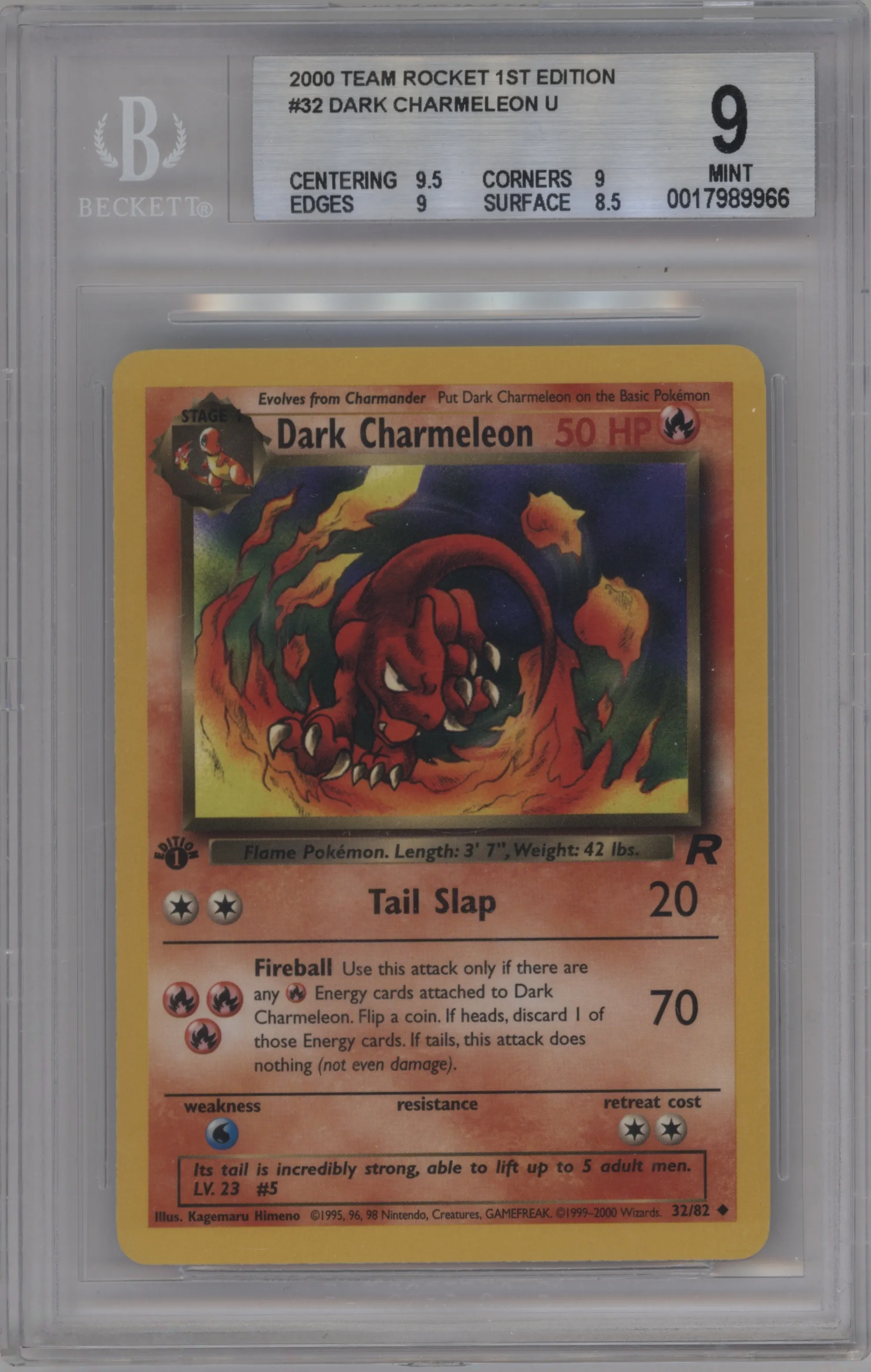 2000 Pokemon Team Rocket Dark Charmeleon #32 BGS 9
