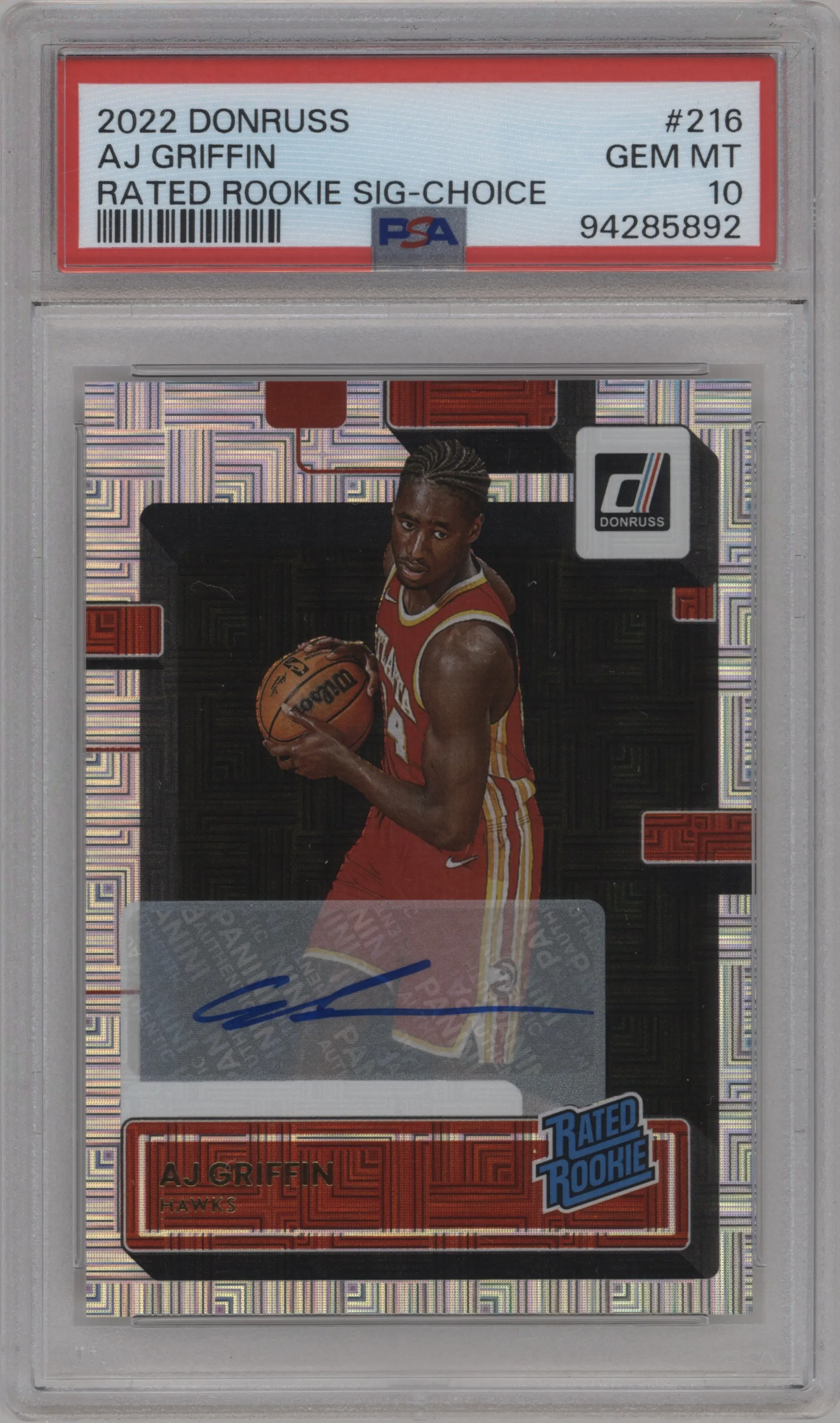 2022 Panini Donruss Rtd.Rke.Sig. AJ Griffin Choice PSA 10
