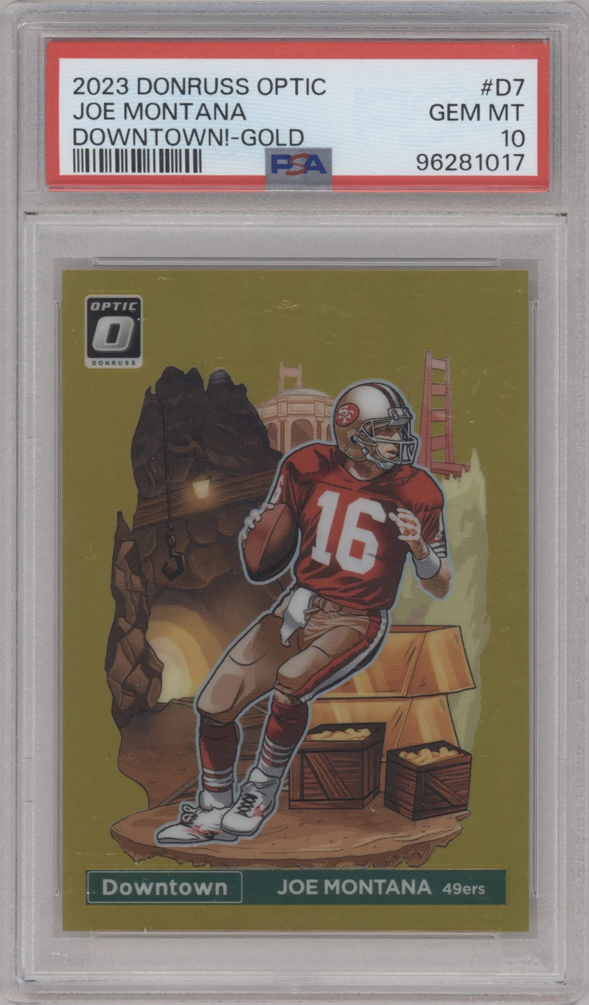 2023 Donruss Optic Downtown Joe Montana Gold #D-7 PSA 10