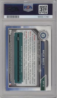 Noelvi Marte from the 2019 Bowman  set graded by PSA and given an overall grade of 9.