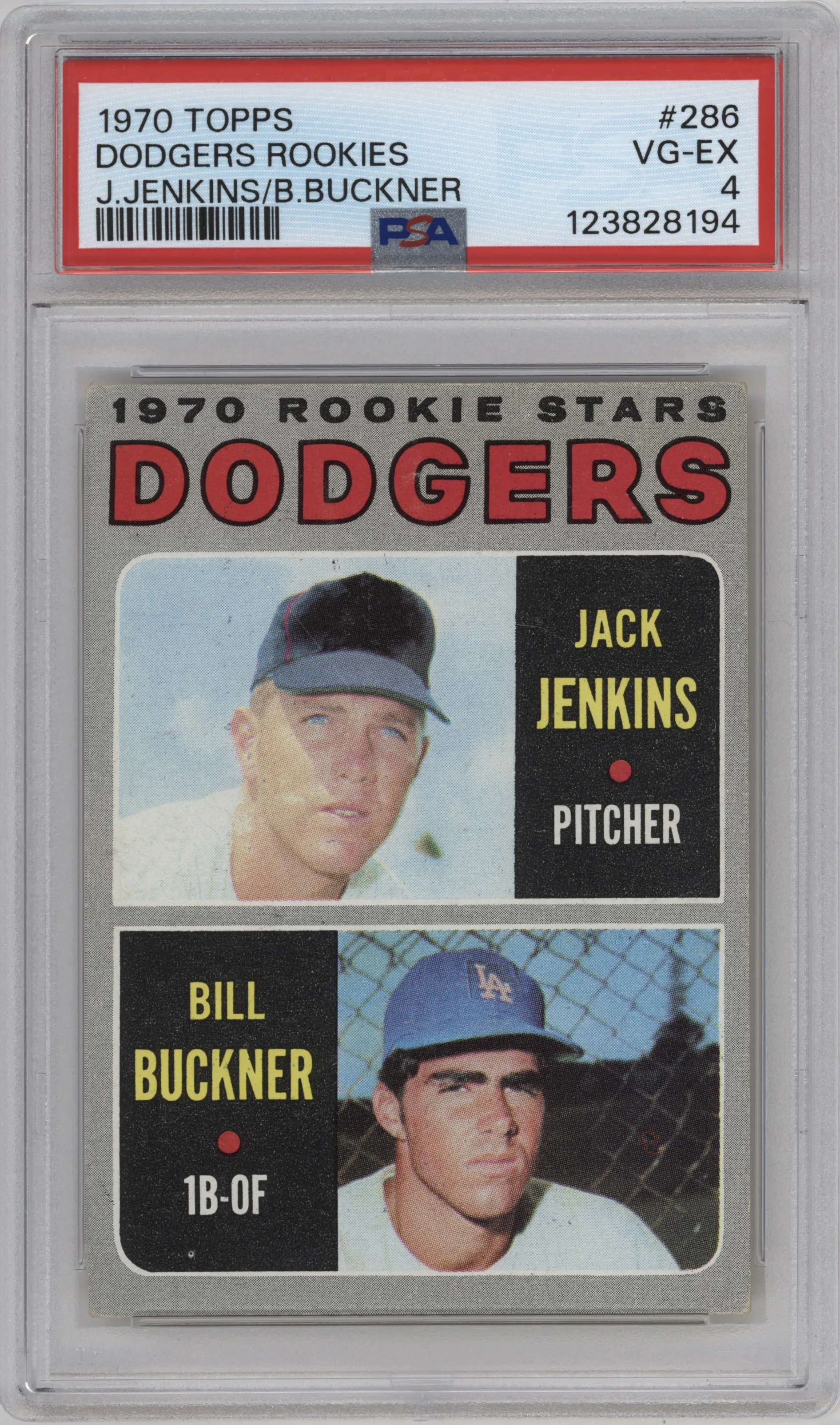 1970 Topps Jack Jenkins / Bill Buckner #286 PSA 4