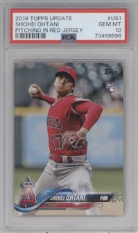 Shohei Ohtani from the 2018 Topps Update set graded by PSA and given an overall grade of 10.