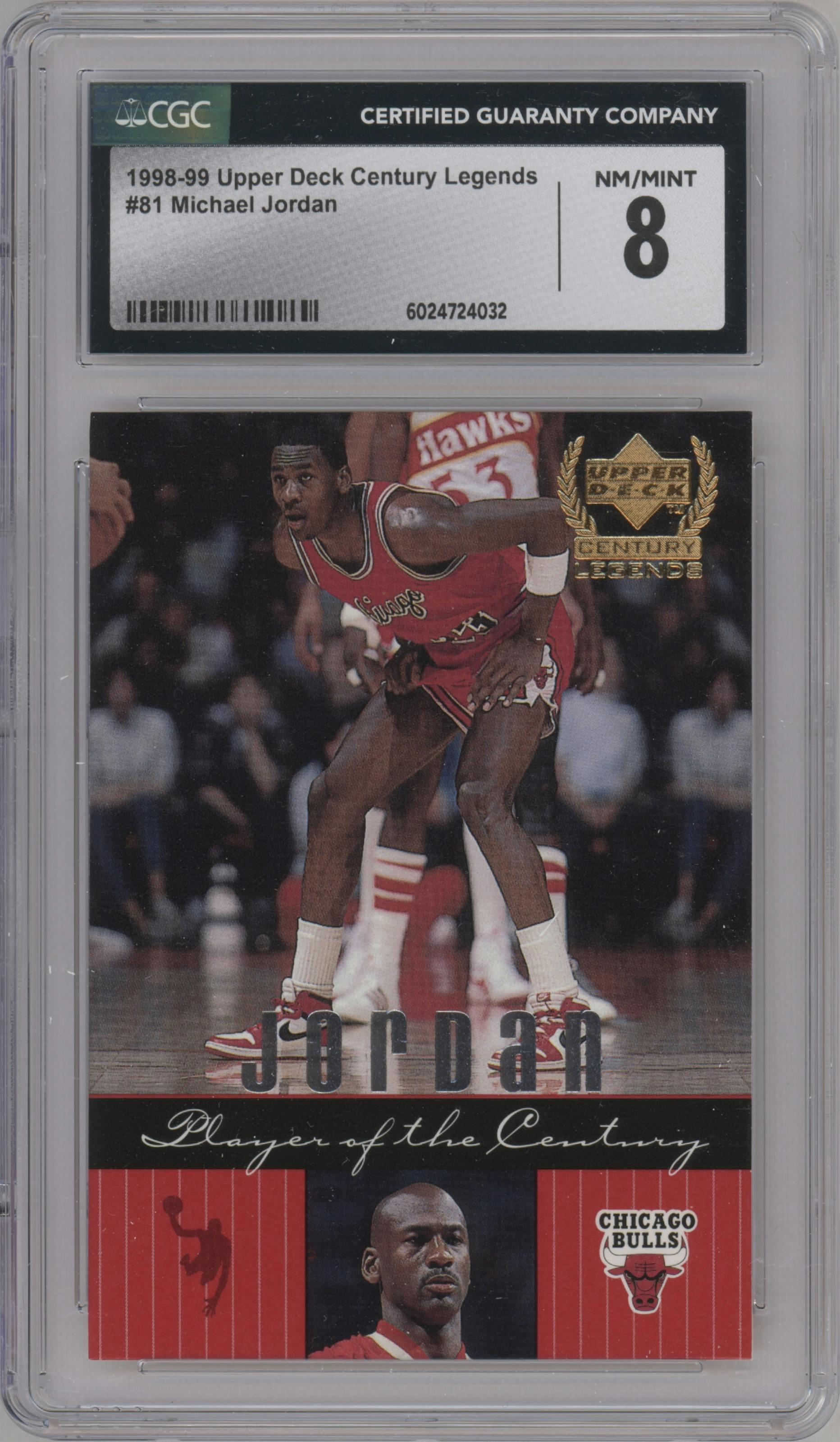 Michael Jordan from the 1998-99 Upper Deck Century Legends set graded by CSG and given an overall grade of 8.