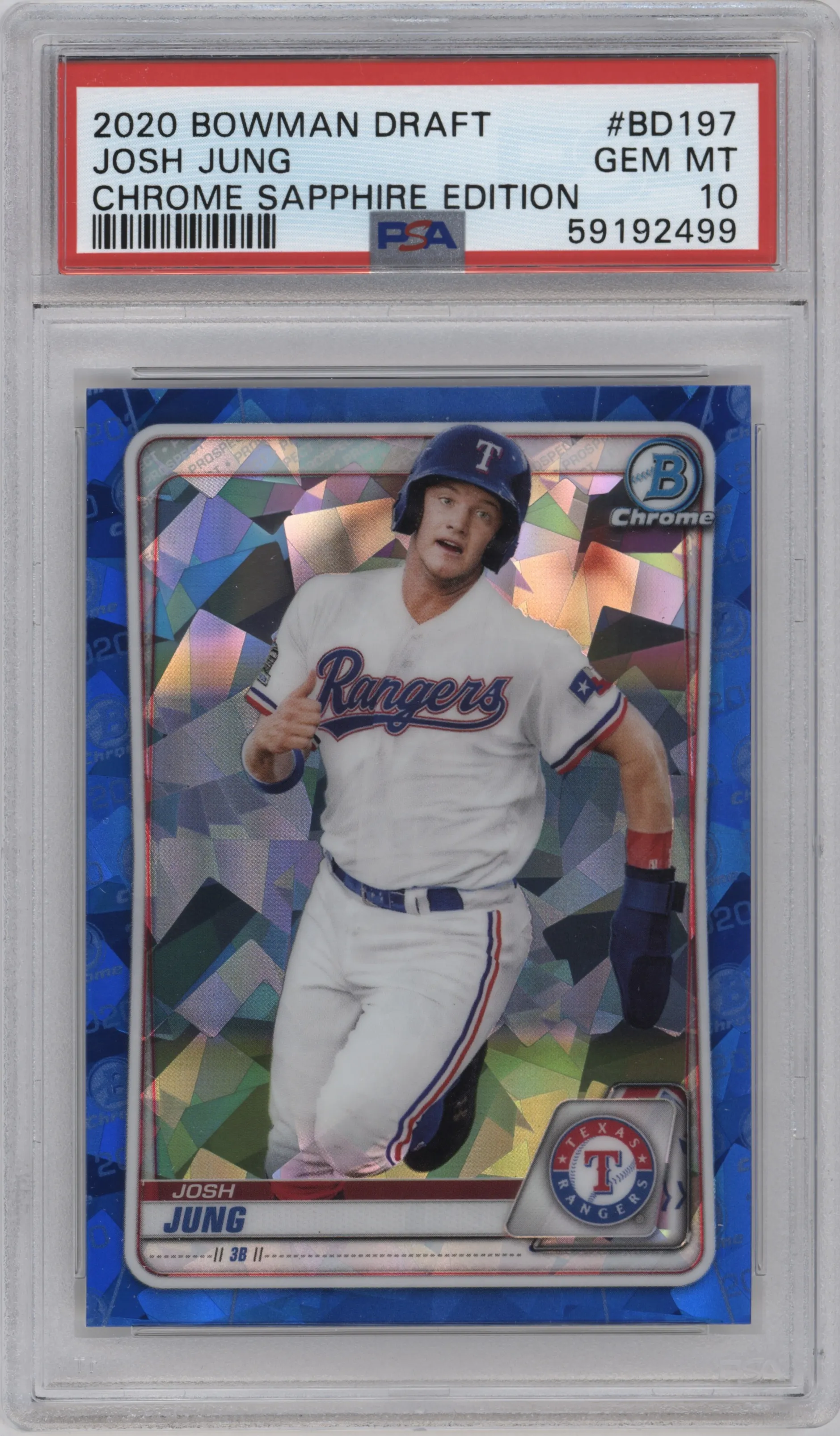 2020 Bowman Draft Sapphire Chrome Josh Jung PSA 10