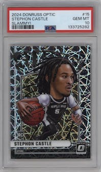 Stephon Castle from the 2024-25 Donruss Optic set graded by PSA and given an overall grade of 10.