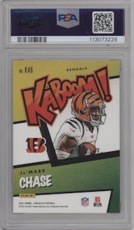 Ja'Marr Chase from the 2021 Panini Absolute set graded by PSA and given an overall grade of 9.