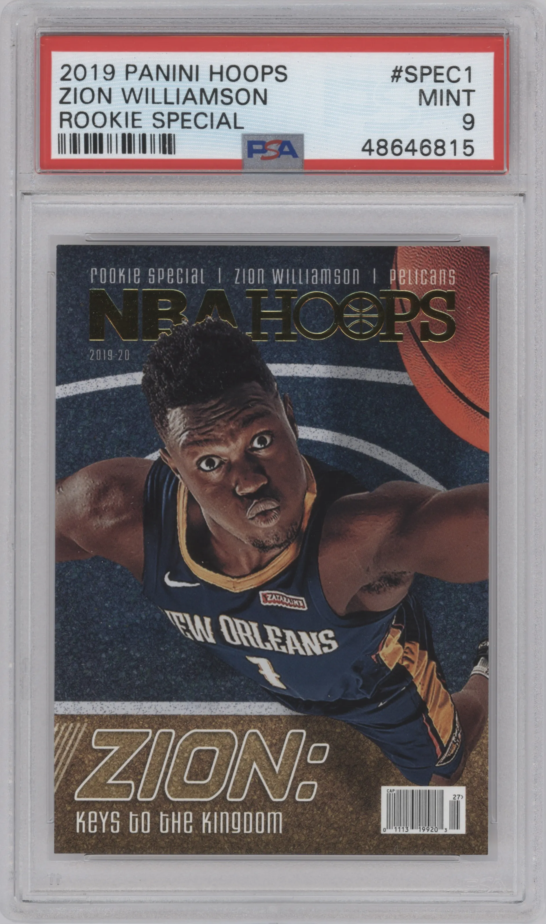2019 Panini NBA Hoops Rke.Special Zion Williamson #SPEC1 PSA 9