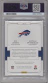 Nathan Peterman/Zay Jones from the 2017 Panini National Treasures set featuring a Holo Gold parallel graded by PSA and given an overall grade of 9.
