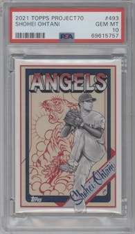 Shohei Ohtani from the 2021-22 Topps Project70 set graded by PSA and given an overall grade of 10.