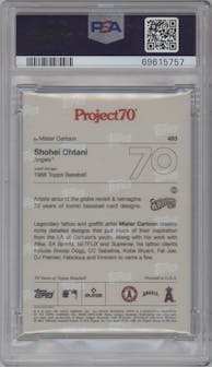 Shohei Ohtani from the 2021-22 Topps Project70 set graded by PSA and given an overall grade of 10.