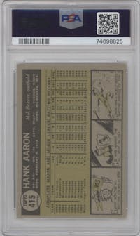 Hank Aaron from the 1961 Topps set graded by PSA and given an overall grade of 4.