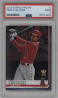 Shohei Ohtani from the 2019 Topps Chrome set graded by PSA and given an overall grade of 9.
