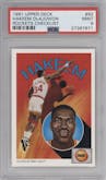 Hakeem Olajuwon from the 1991-92 Upper Deck set graded by PSA and given an overall grade of 9.