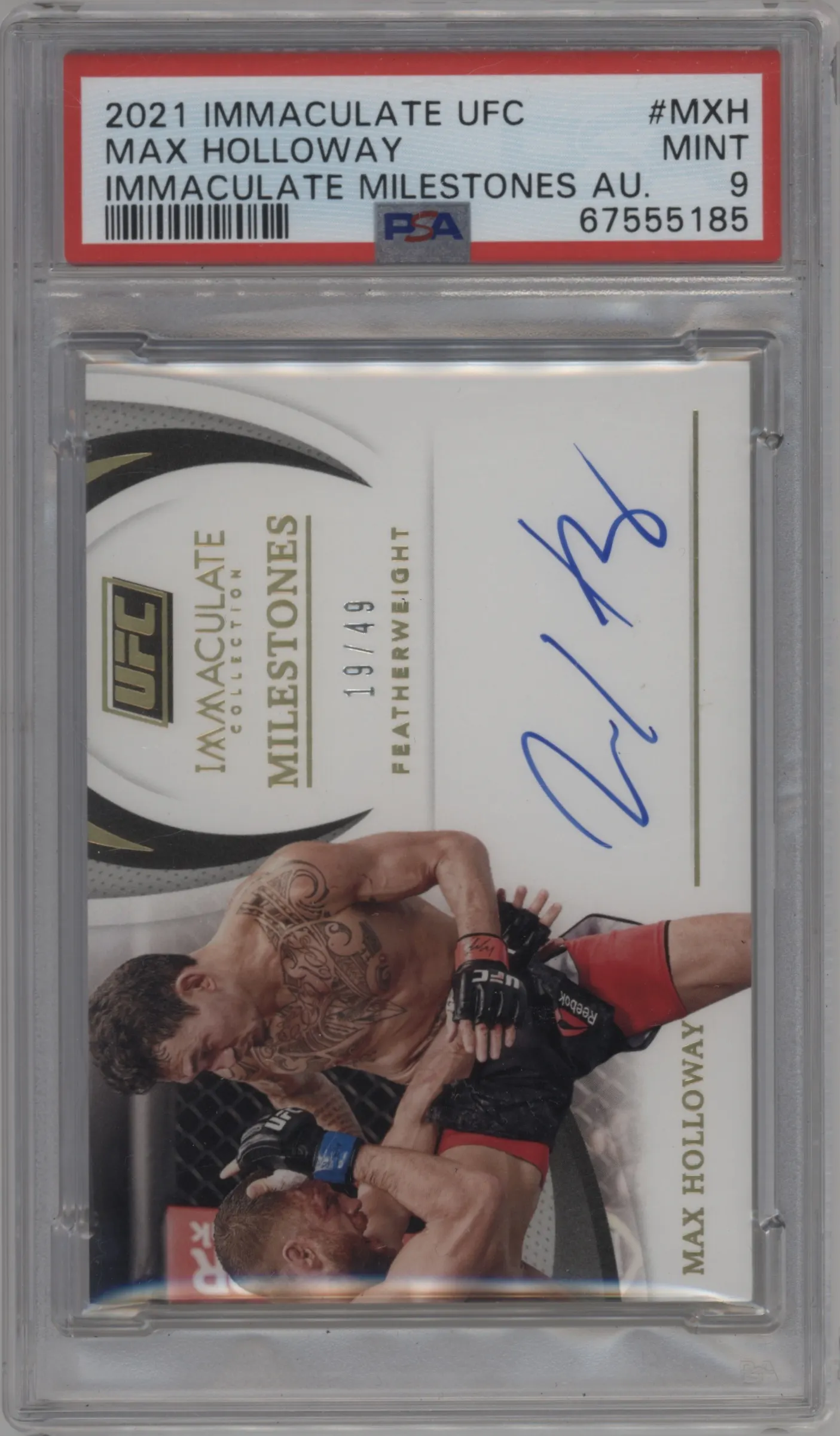 2021 Panini Immaculate UFC Milestones Max Holloway #MI-MXH PSA 9