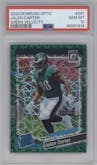 Jalen Carter from the 2023 Donruss Optic set featuring a Green Velocity parallel graded by PSA and given an overall grade of 10.