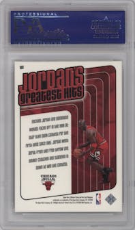 Michael Jordan from the 1999-00 Upper Deck Ultimate Victory set featuring a Ultimate Collection parallel graded by PSA and given an overall grade of 9.