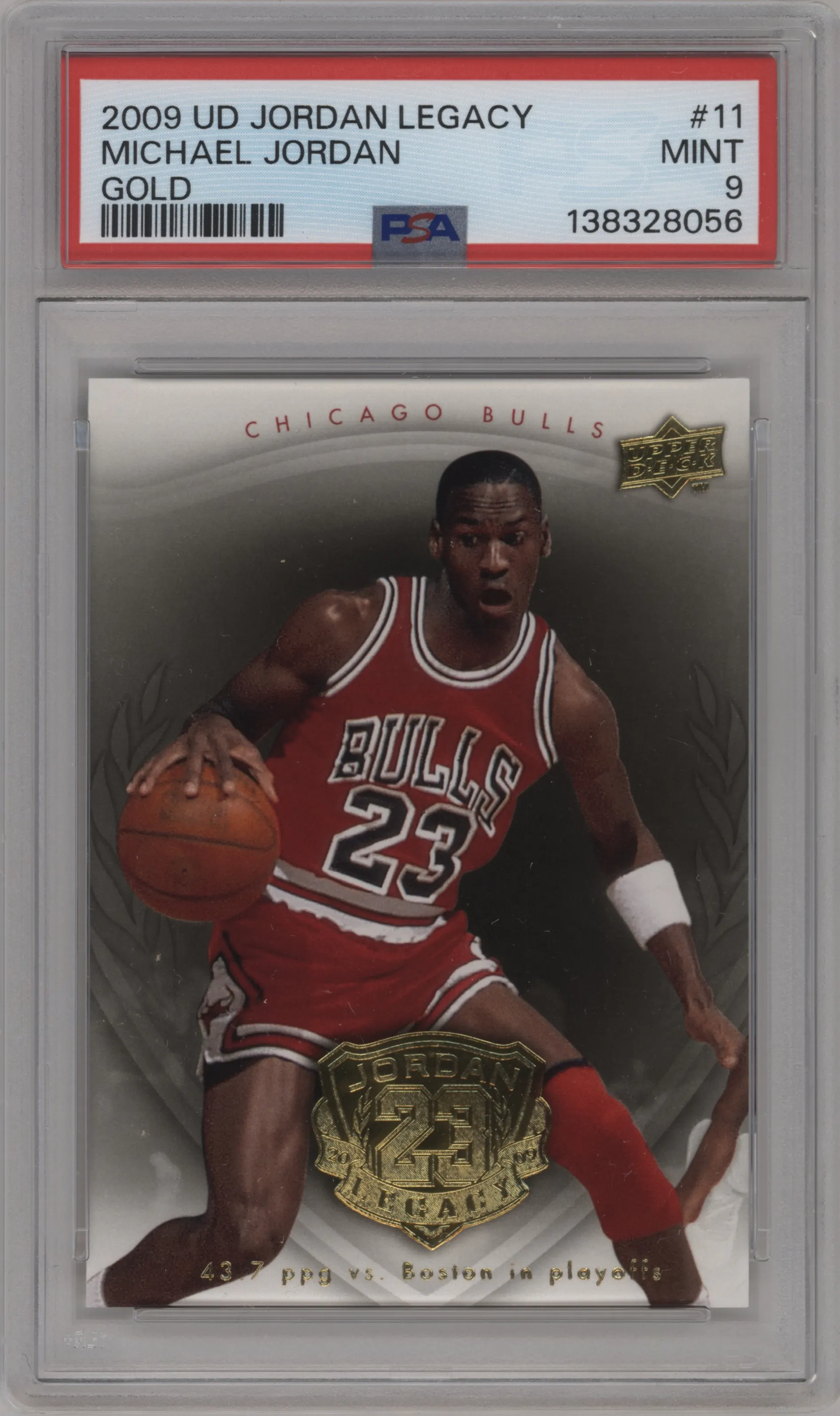 2009 Upper Deck Michael Jordan Legacy Collection Hall of Fame Edition Michael Jordan Gold #11 PSA 9