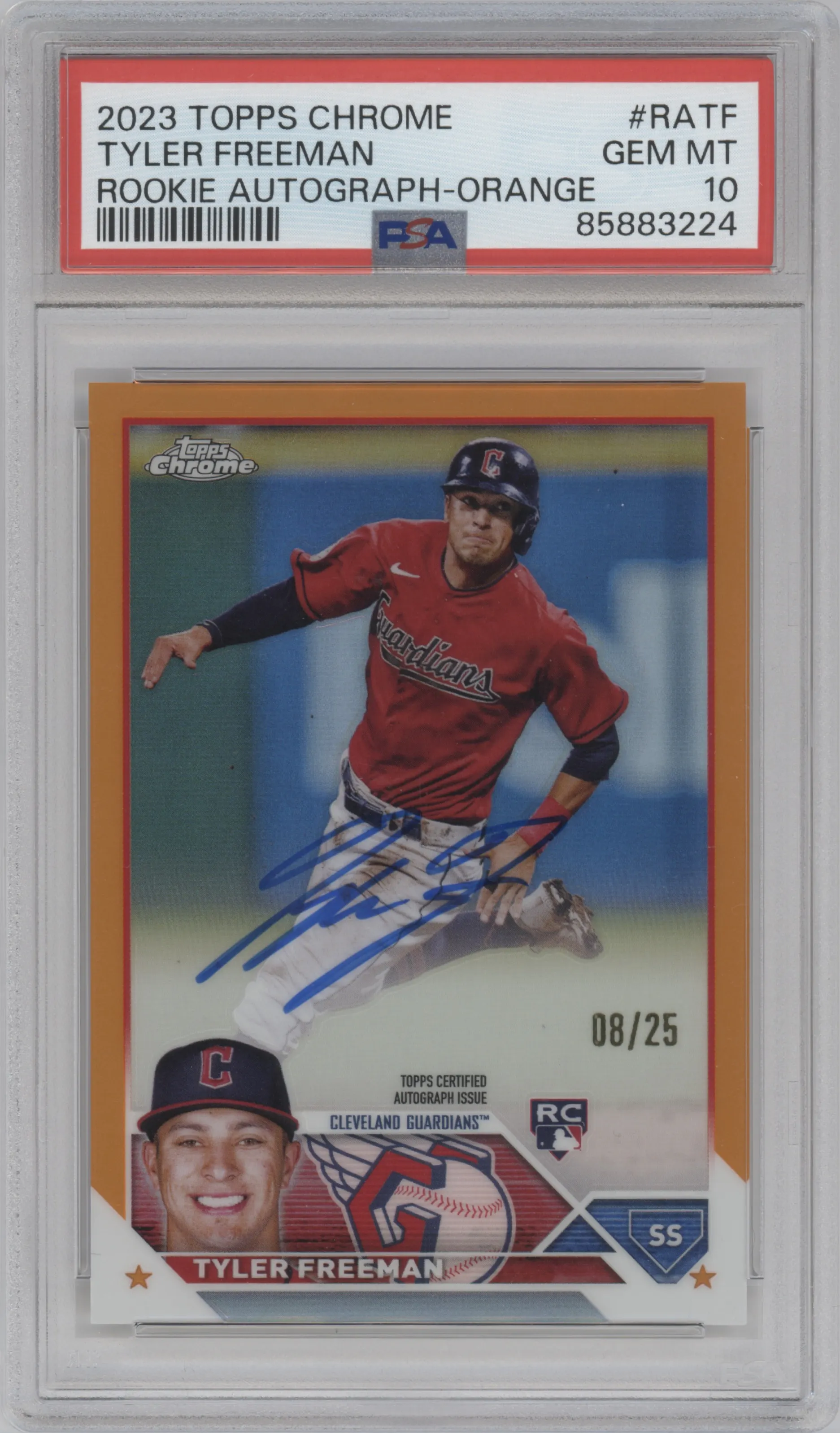 2023 Topps Chrome Rke.Auto Tyler Freeman Orange Refractor PSA 10