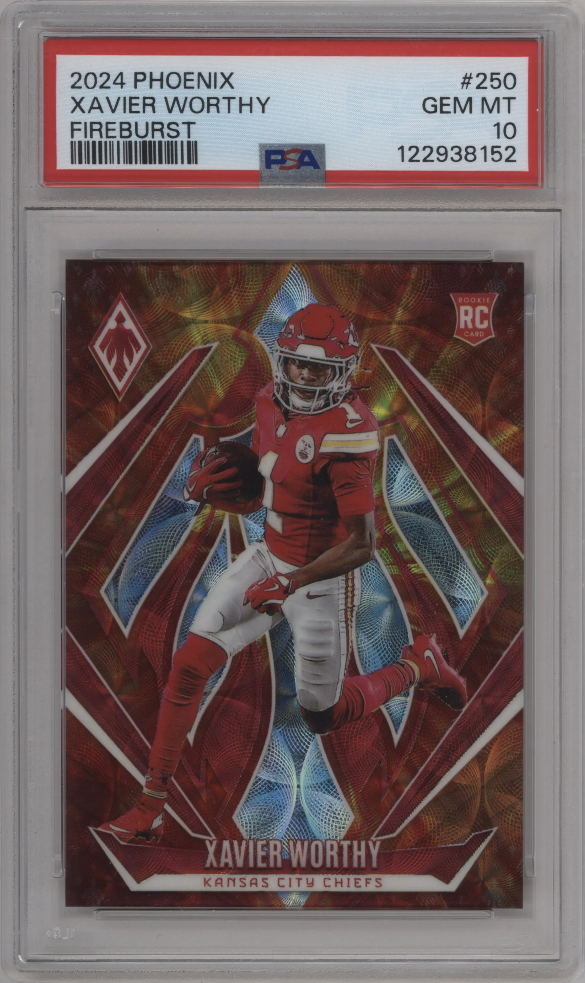 2024 Panini Phoenix Xavier Worthy Fireburst #250 PSA 10