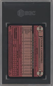 Junior Caminero from the 2024 Topps Series 2 Silver Pack set featuring a Gold parallel graded by SGC and given an overall grade of 9.