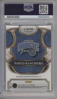 Paolo Banchero from the 2022-23 Panini Select set featuring a Tie-Dye parallel graded by PSA and given an overall grade of 9.