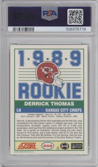 Derrick Thomas from the 1989 Score set graded by PSA and given an overall grade of 9.