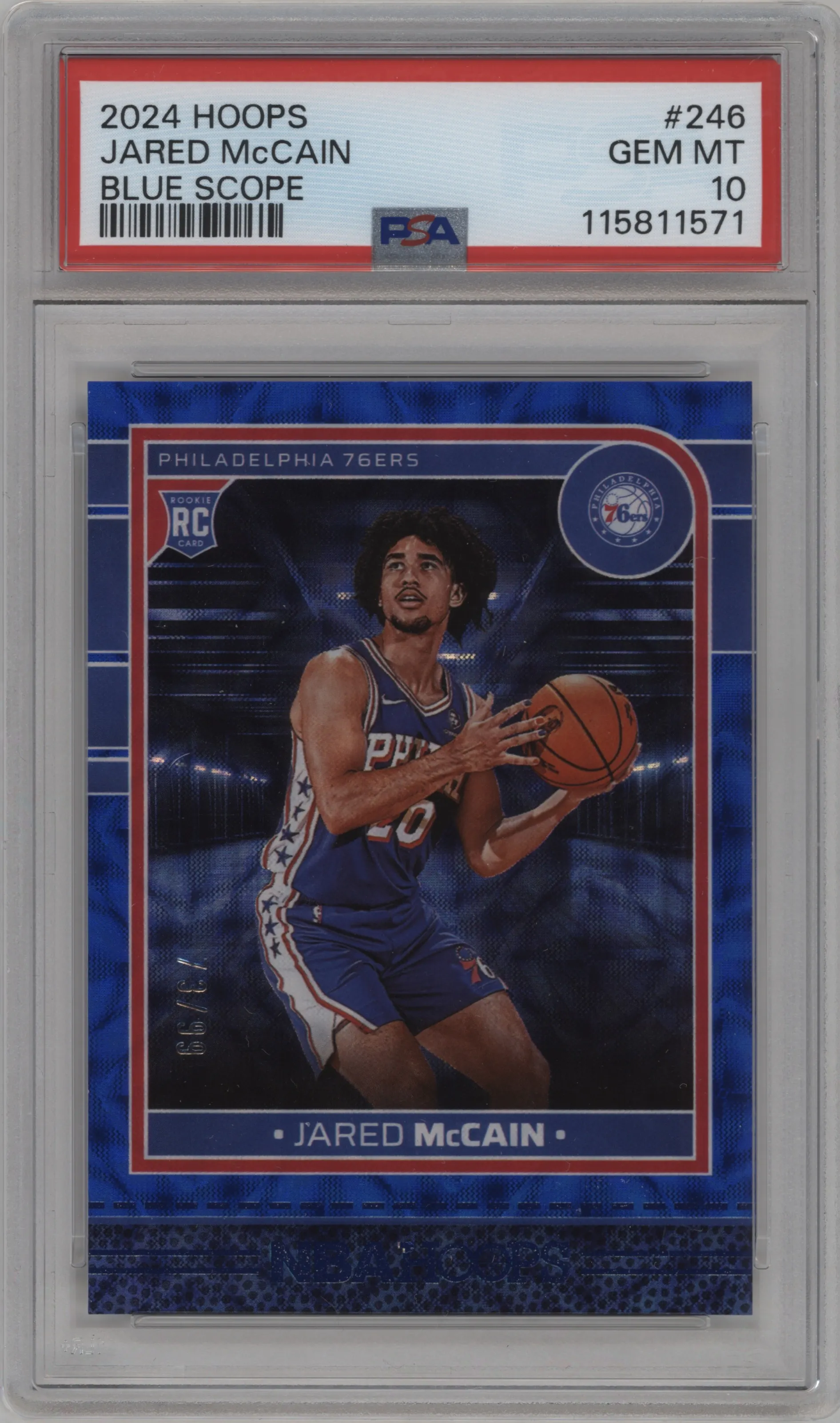 2024 Panini NBA Hoops Jared McCain Blue Scope PSA 10