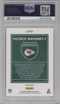 Patrick Mahomes II from the 2020 Panini Donruss Optic set graded by PSA and given an overall grade of 10.