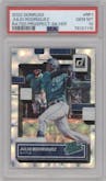 Julio Rodriguez from the 2022 Panini Donruss set featuring a Silver parallel graded by PSA and given an overall grade of 10.
