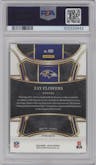 Zay Flowers from the 2023 Panini Select set featuring a Dragon Scale parallel graded by PSA and given an overall grade of 10.