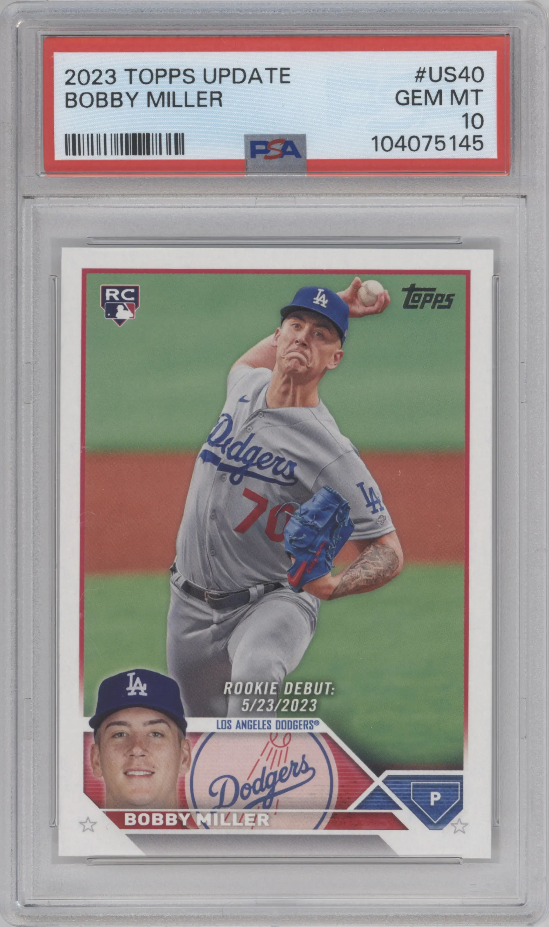 2023 Topps Update Bobby Miller PSA 10