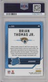 Brian Thomas Jr. from the 2024 Donruss set featuring a Red Pandora parallel graded by PSA and given an overall grade of 10.