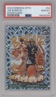 Joe Burrow from the 2023 Donruss Optic set graded by PSA and given an overall grade of 10.
