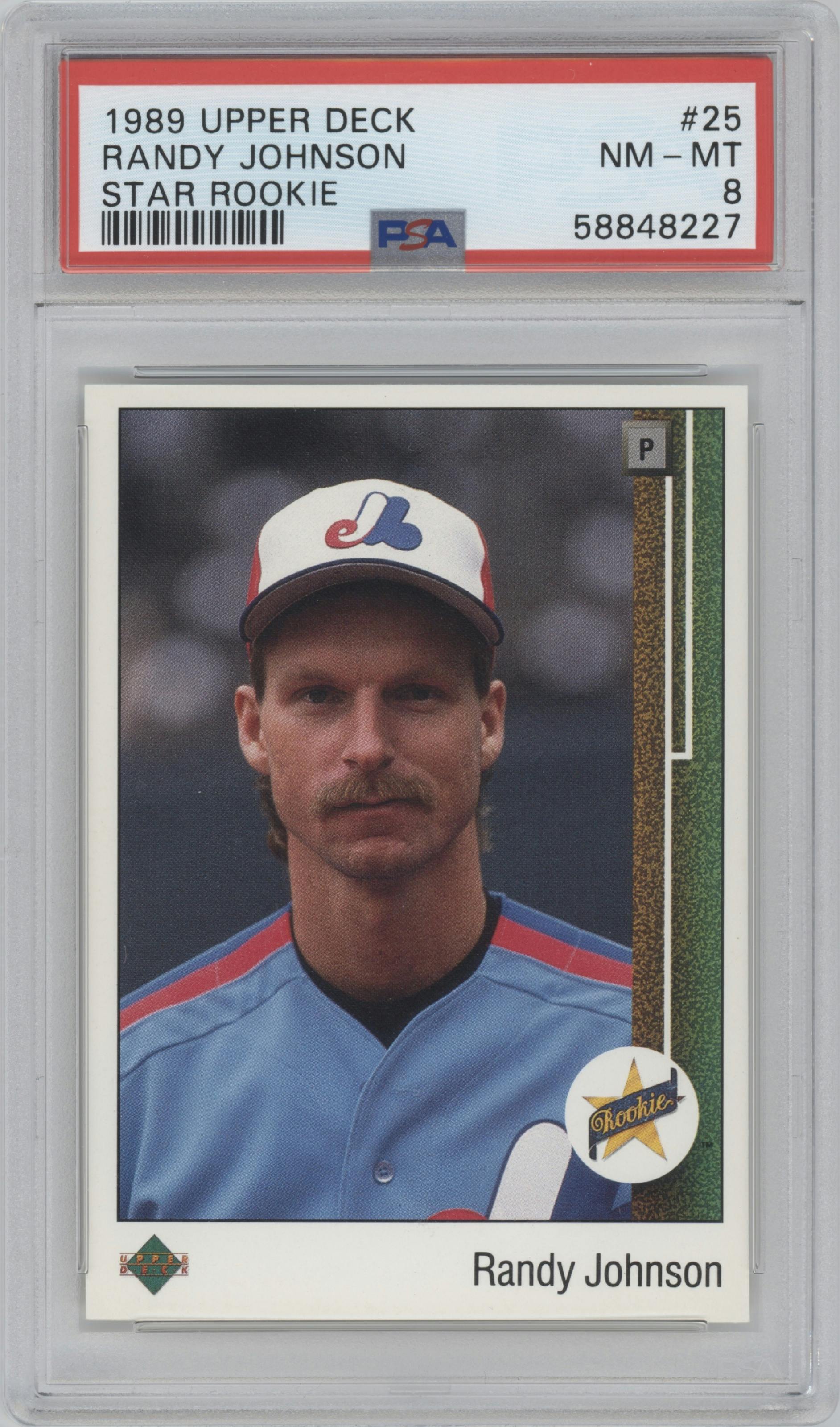 Randy Johnson from the 1989 Upper Deck set graded by PSA and given an overall grade of 8.