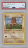 Diglett from the 1999 Pokemon set graded by PSA and given an overall grade of 9.