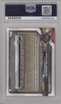 Kristian Robinson from the 2018 Bowman Chrome set graded by PSA and given an overall grade of 9.