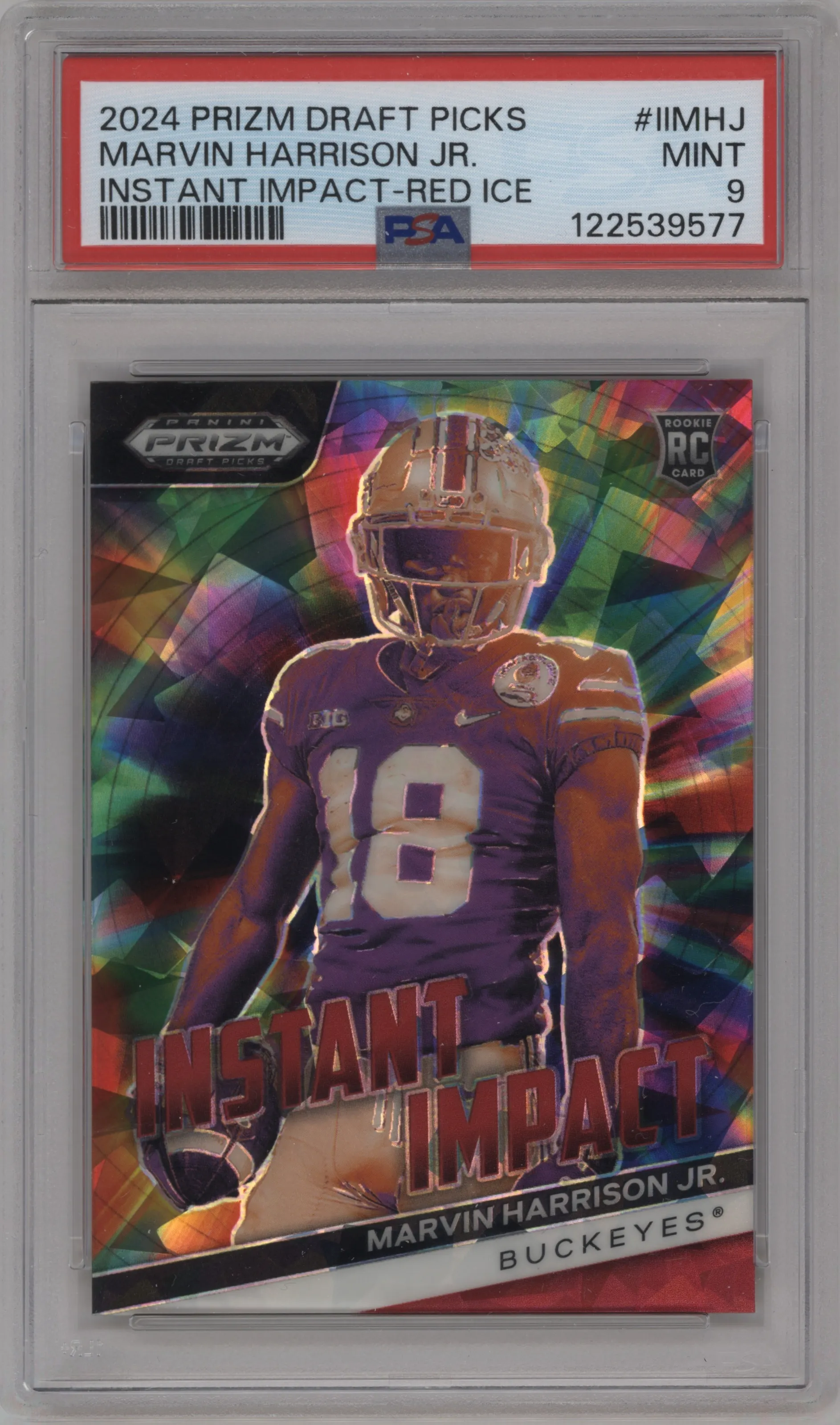 2024 Panini Prizm Draft Picks Instant Impact Marvin Harrison Jr. Red Ice #II-MHJ PSA 9