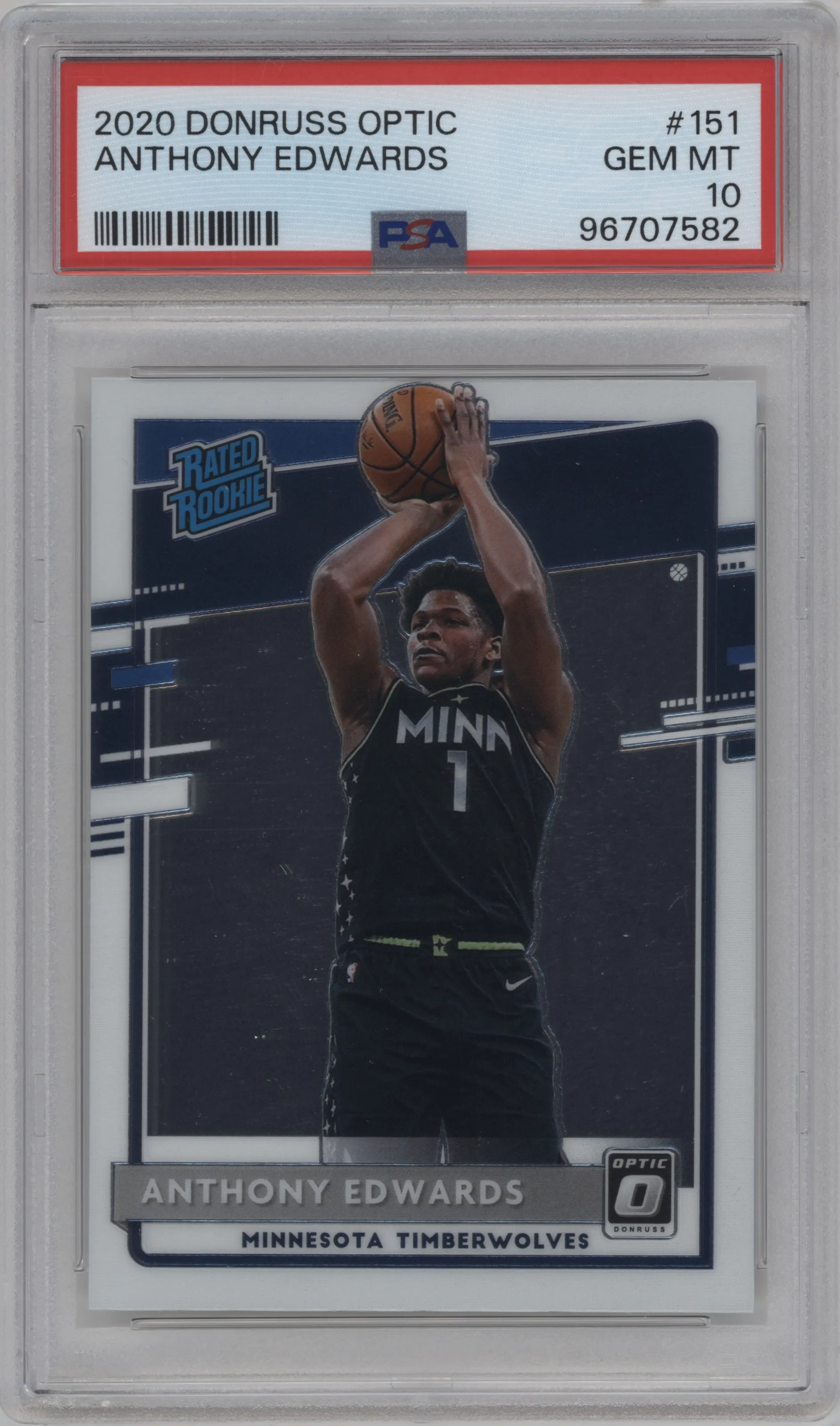 2020 Panini Donruss Optic Rated Rookie Anthony Edwards PSA 10