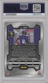 Jordan Addison from the 2023 Panini Prizm set featuring a Lazer parallel graded by PSA and given an overall grade of 10.