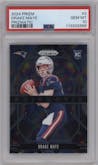 Drake Maye from the 2024 Panini Prizm set graded by PSA and given an overall grade of 10.