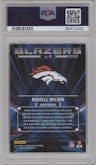 Russell Wilson from the 2023 Donruss Optic set featuring a Gold parallel graded by PSA and given an overall grade of 9.