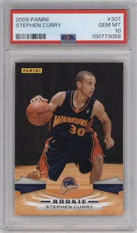 Stephen Curry from the 2009-10 Panini  set graded by PSA and given an overall grade of 10.