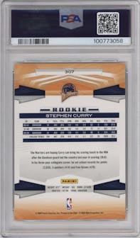 Stephen Curry from the 2009-10 Panini  set graded by PSA and given an overall grade of 10.