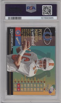 Peyton Manning from the 1998 Fleer Metal Universe set graded by PSA and given an overall grade of 10.