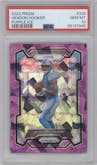 Hendon Hooker from the 2023 Panini Prizm set featuring a Purple Ice parallel graded by PSA and given an overall grade of 10.