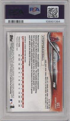 Shohei Ohtani from the 2018 Topps Update set graded by PSA and given an overall grade of 10.